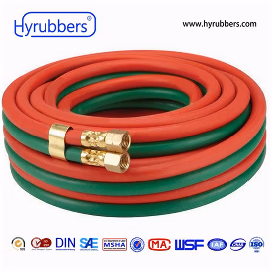Flexible Fiber Braided Rubber Hose Twin or Single Welding Hose with Fittings