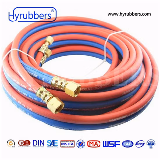 Flexible Fiber Braided Rubber Hose Twin or Single Welding Hose with Fittings